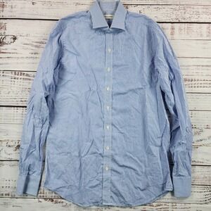 Twillory Mens Striped Dress Shirt Long Sleeve Blue White Cotton Medium